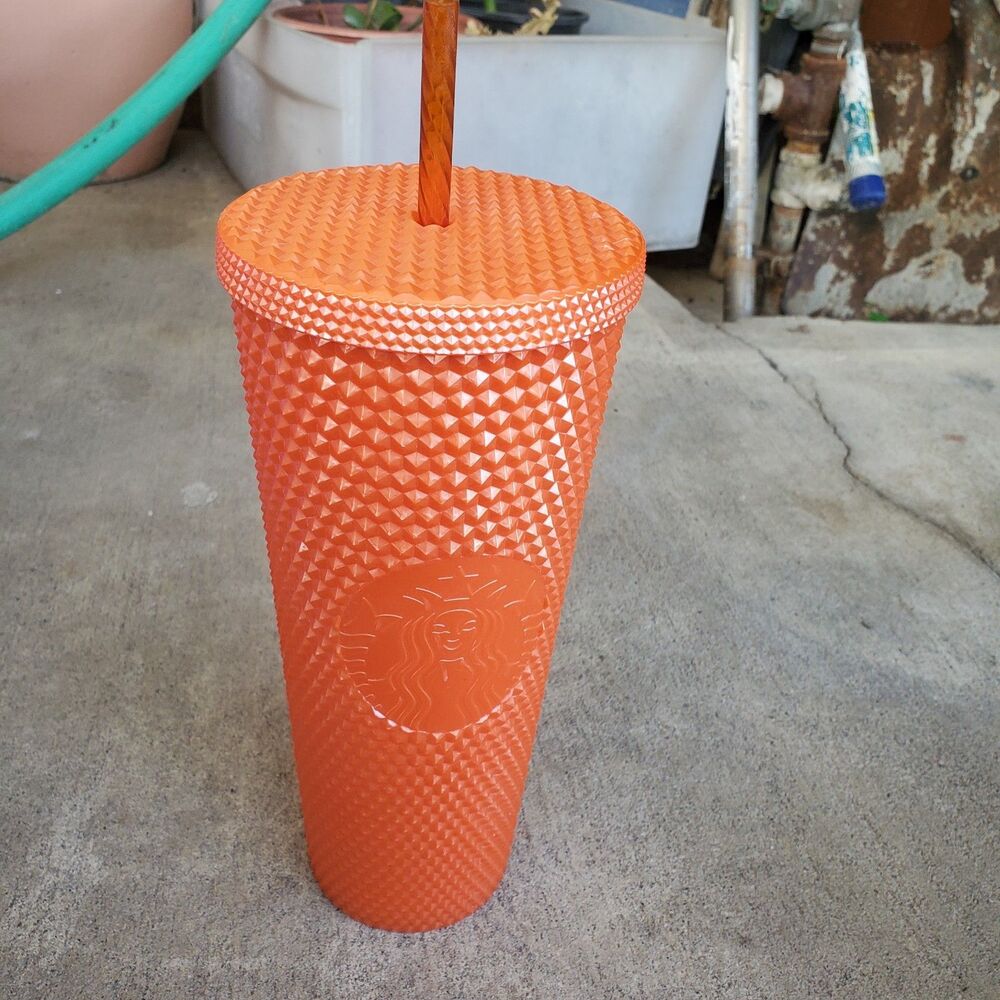 Starbucks Fall 2022 Orange Bling Studded Cold Cup Venti 24oz